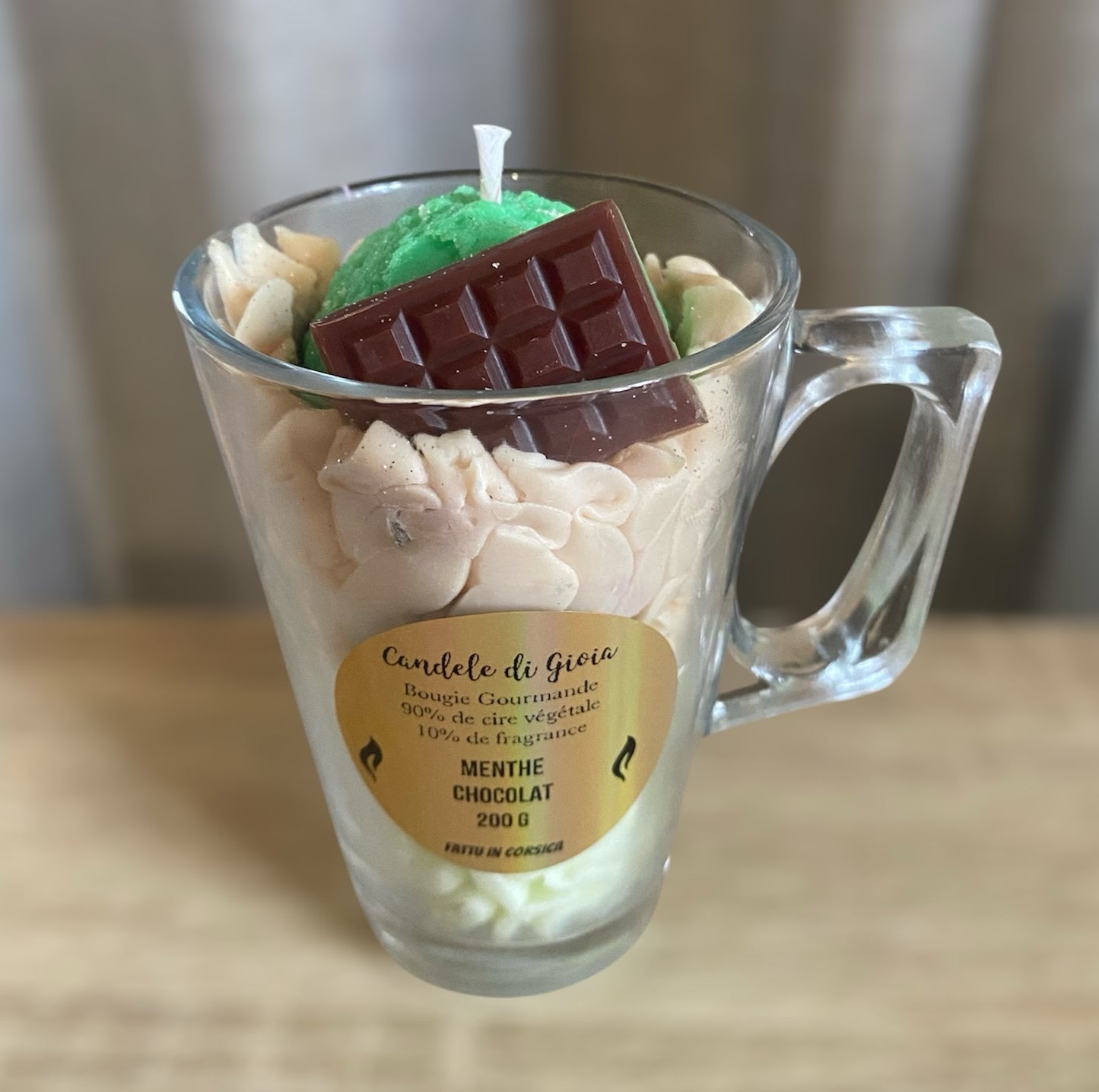 Bougie gourmande parfumée "menthe chocolat"